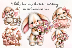 Baby Bunny Clipart Nursery PNG Product Image 1