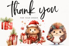 Chrisrtmas hedgehog Watercolor 50 Cliparts Collection Product Image 11