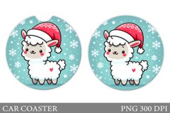 Lama Car Coaster Sublimation. Christmas Car Coaster Design Product Image 1