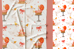 Cute Hand Drawn Birthday Goose Clipart &amp; Pattern Product Image 12