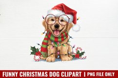 Funny Christmas Dog Watercolor Clipart Bundle PNG Product Image 12