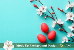 Easter Eggs Background PNG, Floral Blue Background Mockup Product Image 1