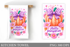 Pumpkin Kitchen Towel. Flowers Kitchen Towel Design Product Image 1