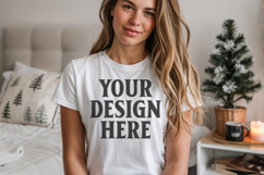 Bella Canvas 3001 Silver Christmas Shirt Mockup Product Image 1