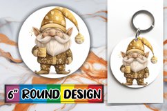 Watercolor Christmas Gnome Keychain Round Design Product Image 1