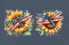 4th of July Dragonfly sublimation print design PNG Product Image 2