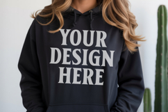 Black Gildan 18500 Hoodie Sweatshirt Mockup, Unisex Hoodie M Product Image 1