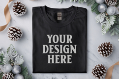 Gildan 5000 Black Folded Christmas Mockup, G5000 mockup Product Image 1