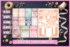 11 Happy Birthday Greeting card SVG,Paper cut SVG Birthday Product Image 1