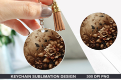 Flower Keychain Sublimation - Autumn Keychain PNG Design Product Image 1
