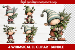 Whimsical Elf Clipart | Cute Christmas Elf PNG Illustration Product Image 1
