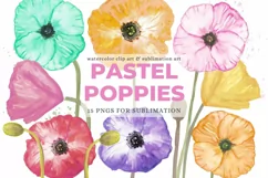 Pastel Poppies Flowers Watercolor Clip Art Floral Set Product Image 1