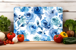Watercolor Blue Rose Flower Cutting Board | Cutting Board Product Image 3