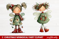2 Christmas Whimsical Fairy Clipart | Cute Holiday Fairies Product Image 1