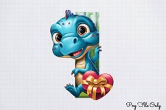 Peeking Dinosaur Valentines Day Clipart PNG Product Image 1