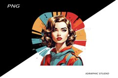Retro Comic Style Pop Art Girls Clipart Png Product Image 1