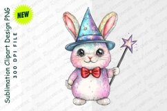 Cute Watercolor Bunny Wizard Clipart Product Image 1