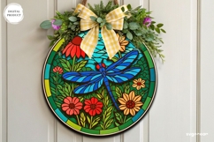 Wildflower Stained Glass Door Sign | Door Hanger | SVG Product Image 1