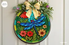 Wildflower Stained Glass Door Sign | Door Hanger | SVG Product Image 1
