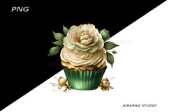 Floral Cupcake Clipart, Peony Product Image 1