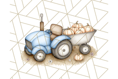 Fall Tractor Clipart PNG, Vintage Tractors With Pumpkins Product Image 3