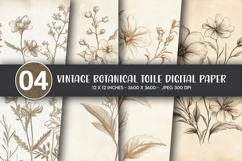 Vintage Botanical Toile Digital Paper Product Image 1