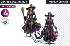 Fantasy Witch Clipart PNG, floral Witchcraft Art scrapbook Product Image 1