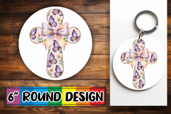Blissful Round Sublimation Ornaments PNG, Cross and Bow Product Image 1