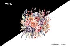Watercolor Pastel Flowers Clipart, Wedding Flowers Clipart Product Image 1