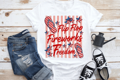 Flip Flop Fireworks Freedom PNG T-Shirt|4th of July PNG Subl Product Image 6