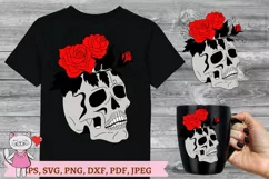 Skull and Flowers svg file, Flower Skull svg, witchy svg fil Product Image 4