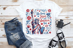 She loves Jesus and America too PNG T-Shirt|4th of July PNG Product Image 11
