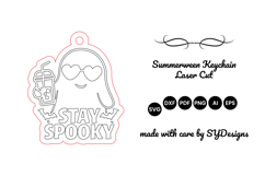 Summer Halloween Cute Ghost Keychain SVG Product Image 2