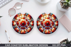 Flower Car coaster sublimation, Summer Coaster PNG Design Product Image 1