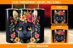 3d Cute Cat Tumbler Wrap Designs, Sublimation Wrap Product Image 1