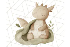 Watercolor Baby Dragon Clipart, Cute Nursery Fantasy PNG Product Image 5