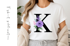 Alphabet, Letters, Monogram, Purple and Pink Flowers Product Image 1