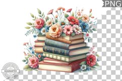 Books Flowers Sublimation- Clipart PNG Design Product Image 1