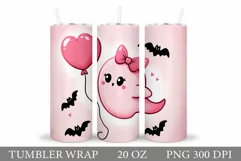 Cute Ghost Tumbler Sublimation. Ghost Halloween Tumbler Product Image 1