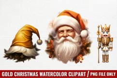 Gold Christmas Watercolor Clipart, Christmas Clipart Product Image 1