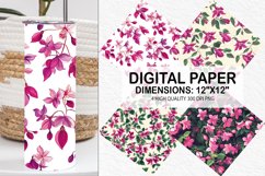Fuchsia Flowers Pattern Digital Paper- Flowers Background Product Image 1