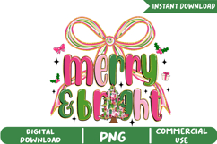 Pink Green Christmas Tree Sublimation, Christmas Png Product Image 1