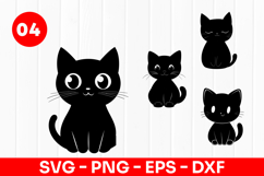 Cute Black Cat Cartoon Pet Animal SVG PNG Product Image 1