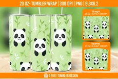 Cute Panda Tumbler Wrap Designs, Sublimation Wrap Product Image 1