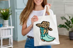 Cowboy boots for sublimation PNG Cowboy hat leopard pattern Product Image 6