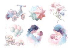 Pastel Baby Shower Clipart Bundle, Set of 20 Png Product Image 5