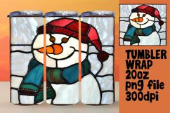 Snowman 3D Stained Glass Tumbler Wrap Winter Product Image 1