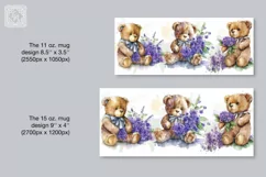 Watercolor Teddy Bear mug PNG sublimation. 11&15 oz mug Product Image 2
