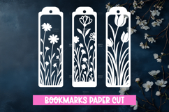 3 Floral Bookmarks Paper cut SVG Laser cut,Cricut,Silhouette Product Image 1