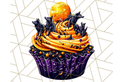 Halloween Cupcake PNG Clipart with Witch Hats and Ghosts Product Image 3